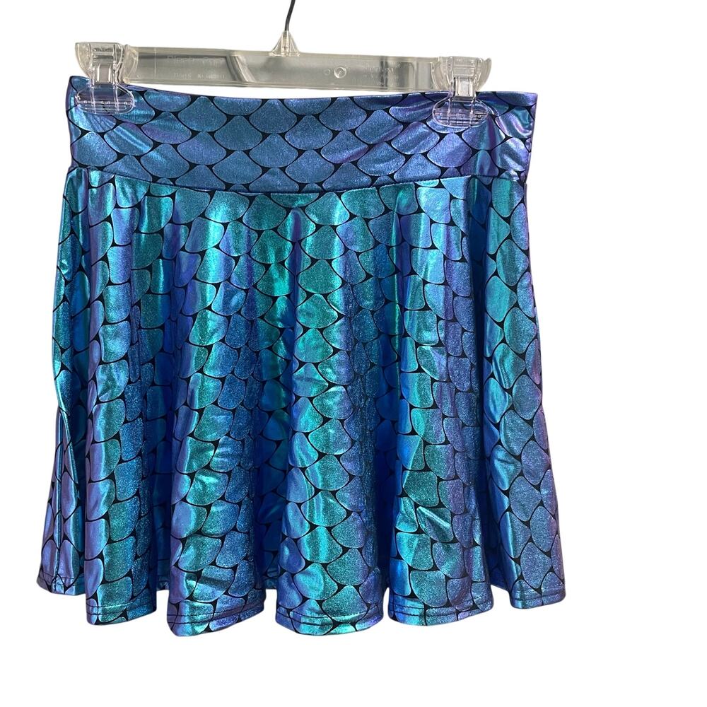 Peridot Clothing Metallic Shimmer Skater Skirt Size Medium Mermaid Dress Up Rave